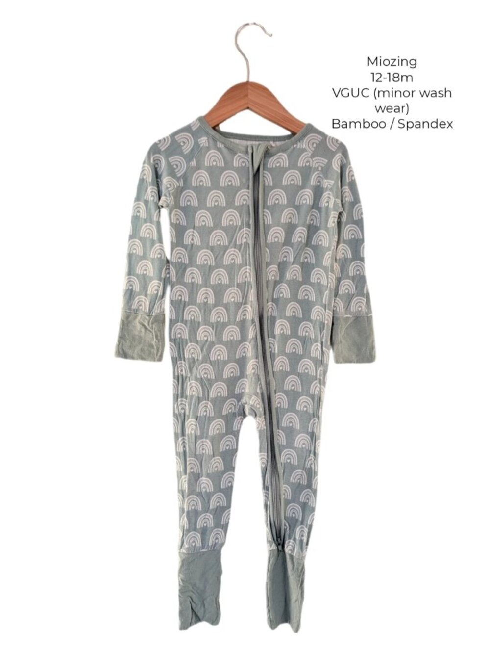 Miozing Teal Rainbow Bamboo Sleeper Zippy 12-18m